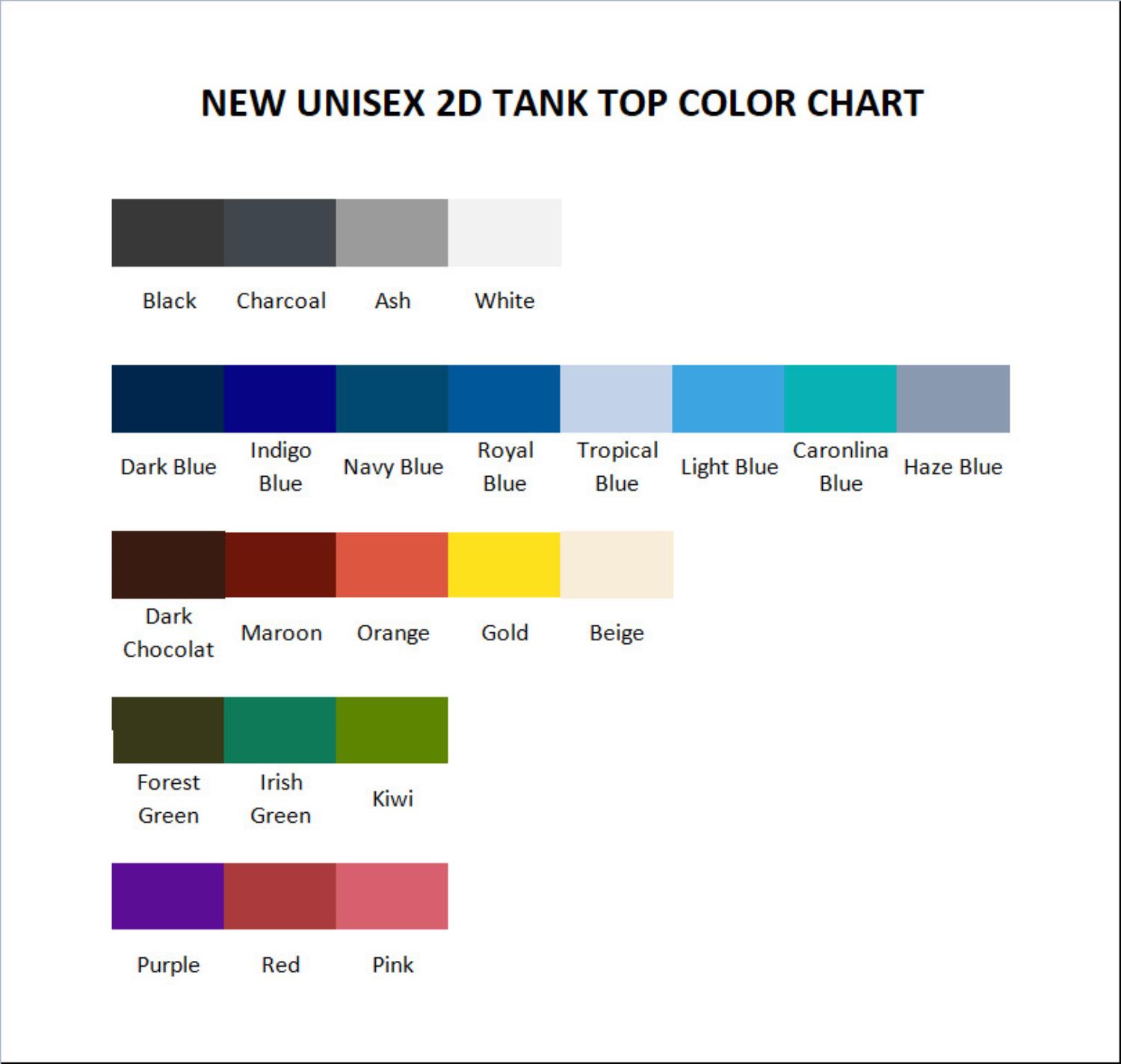 tank top color chart - Ouran High School Host Club Merch